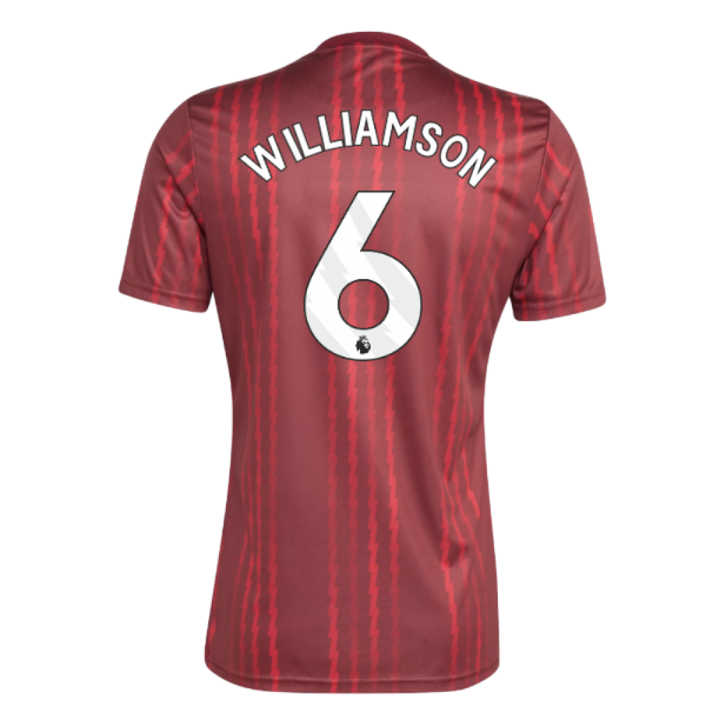 2025-2026 Arsenal Pre-Match Warm Up Shirt (Burgundy) (Williamson 6)