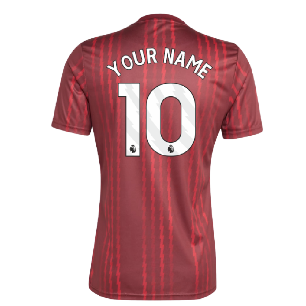 2025-2026 Arsenal Pre-Match Warm Up Shirt (Burgundy) (Your Name)