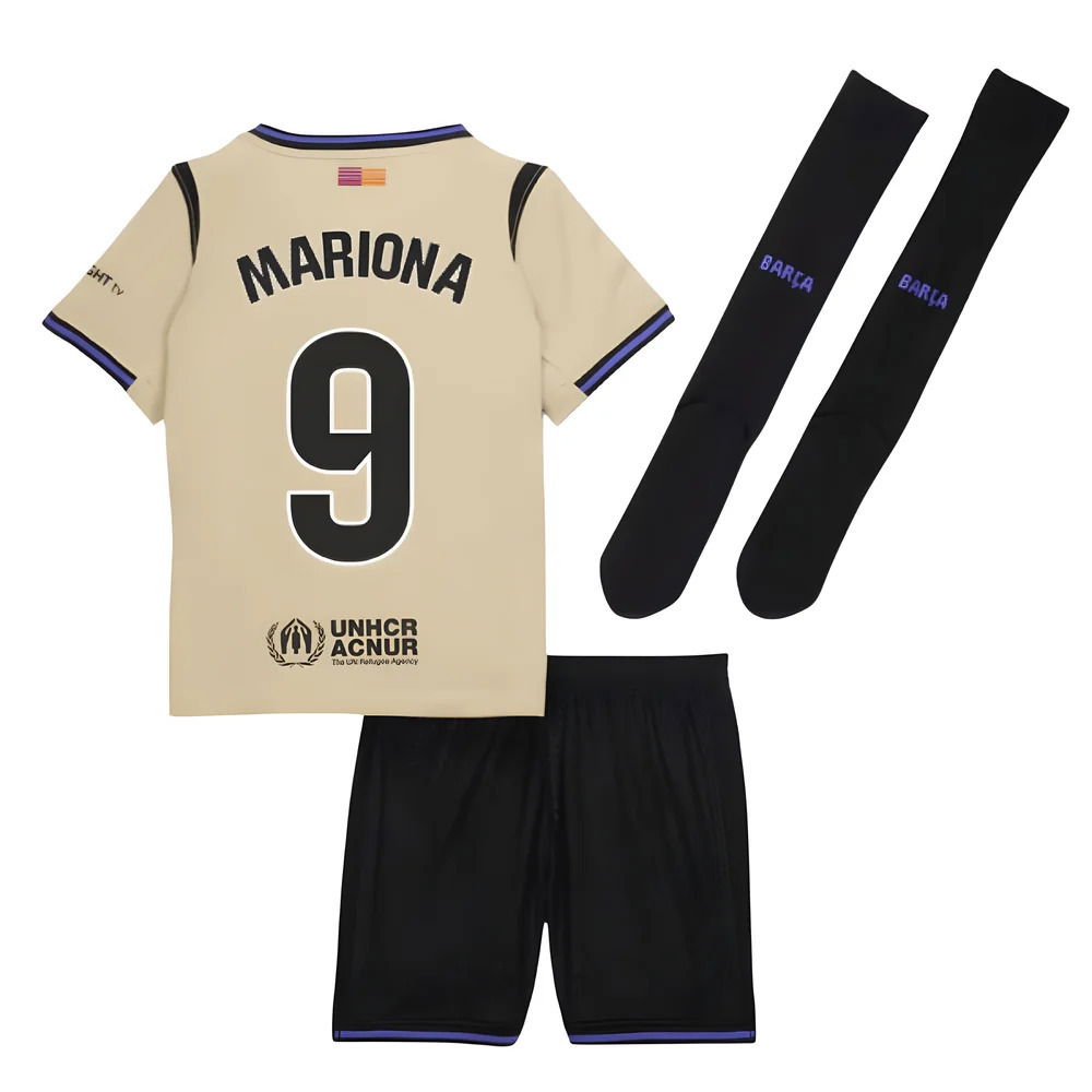 2025-2026 Barcelona Away Little Kids Mini Kit (Mariona 9)