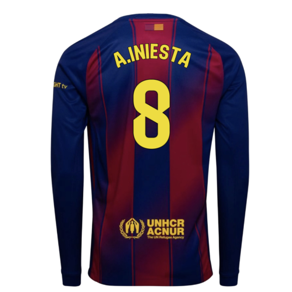 2025-2026 Barcelona Home Long Sleeve Shirt (A.Iniesta 8)