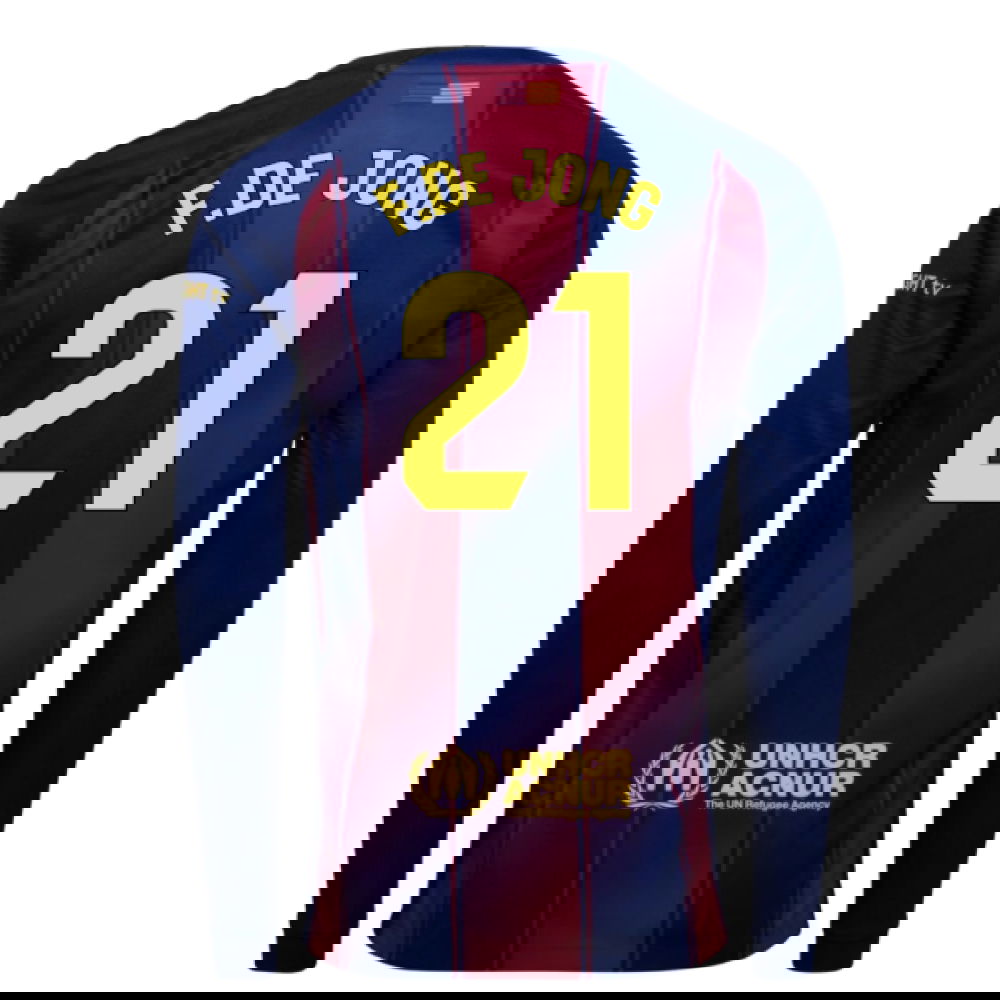 2025-2026 Barcelona Home Long Sleeve Shirt (F.De Jong 21)