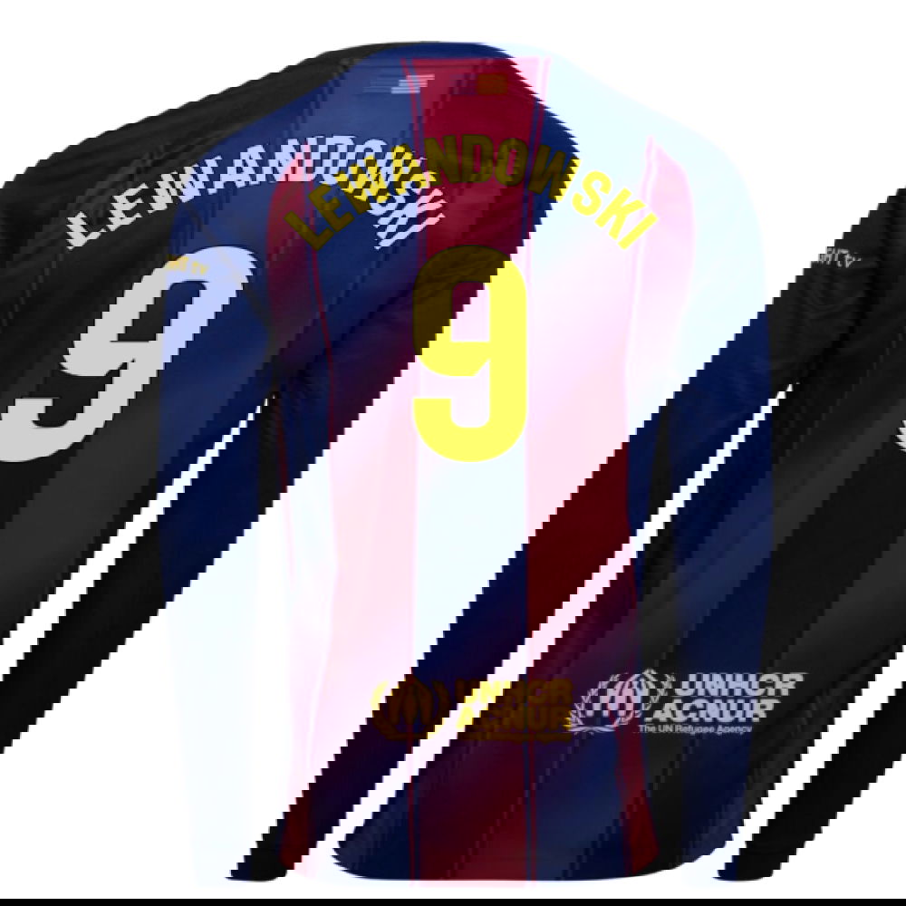 2025-2026 Barcelona Home Long Sleeve Shirt (Lewandowski 9)