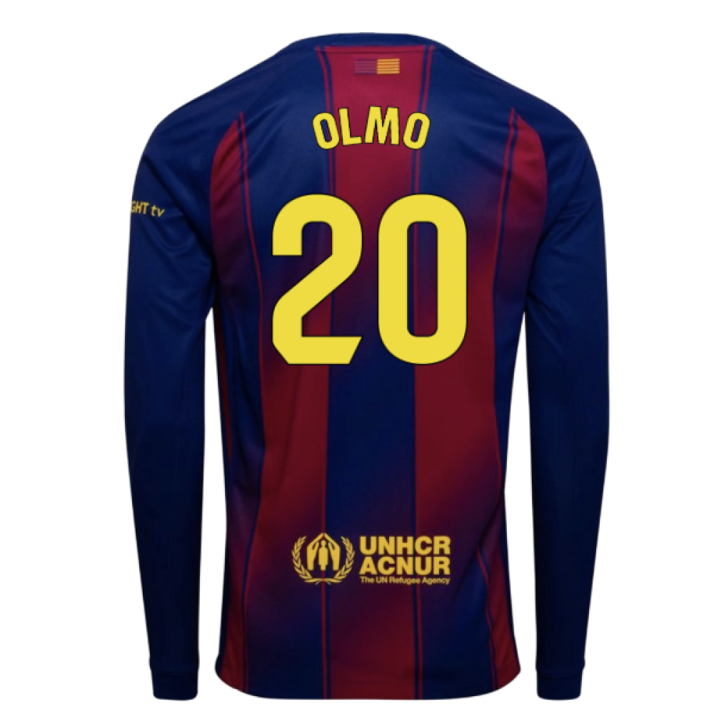 2025-2026 Barcelona Home Long Sleeve Shirt (Olmo 20)