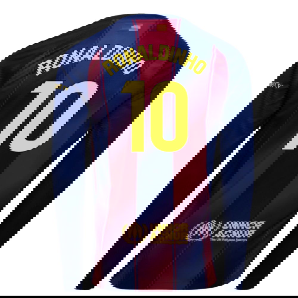 2025-2026 Barcelona Home Long Sleeve Shirt (Ronaldinho 10)