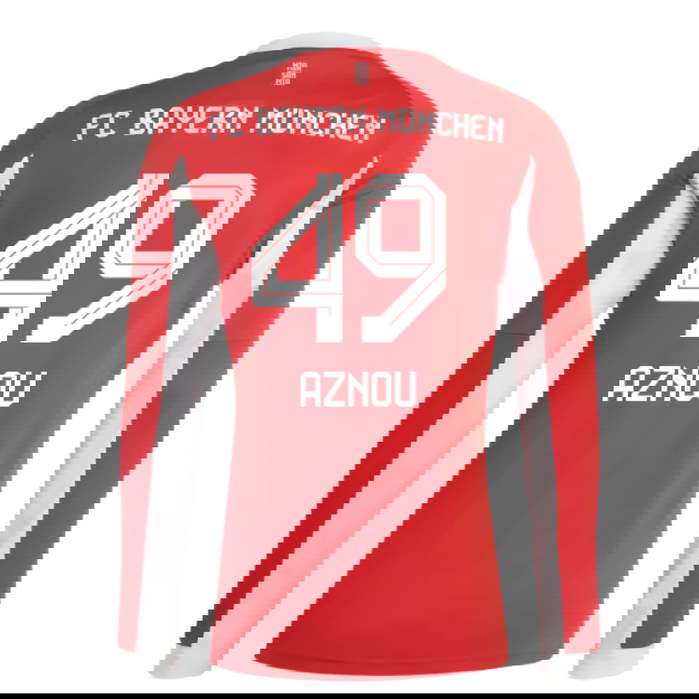 2025-2026 Bayern Munich Long Sleeve Home Shirt (Aznou 49)