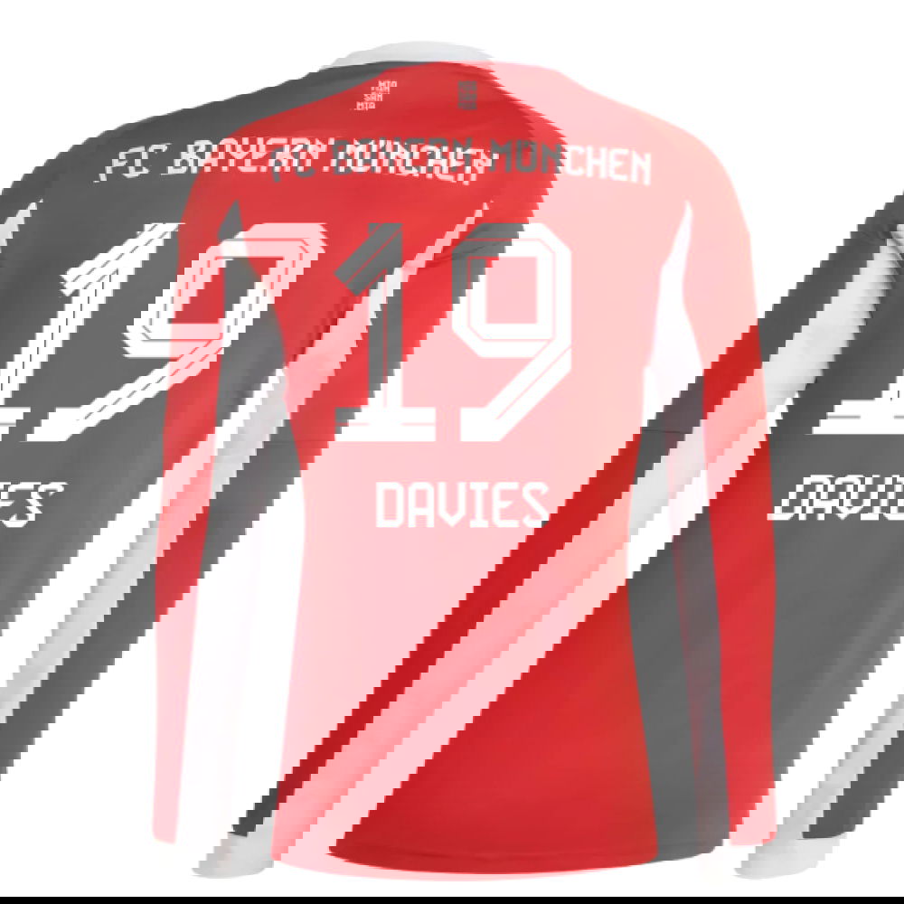 2025-2026 Bayern Munich Long Sleeve Home Shirt (Davies 19)