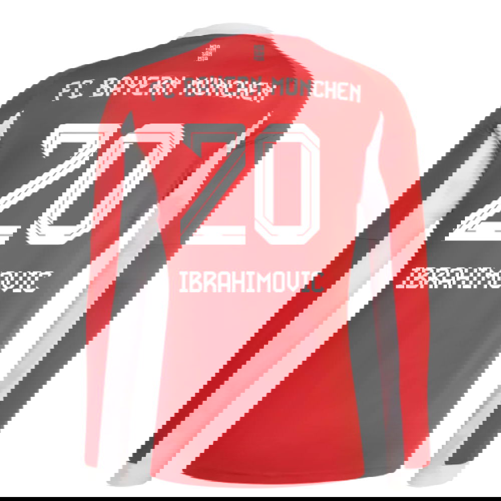 2025-2026 Bayern Munich Long Sleeve Home Shirt (Ibrahimovic 20)