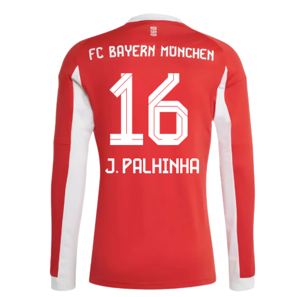 2025-2026 Bayern Munich Long Sleeve Home Shirt (J. Palhinha 16)