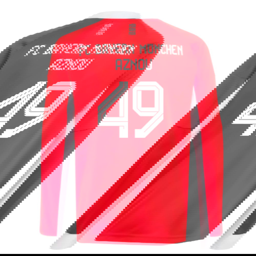 2025-2026 Bayern Munich Long Sleeve Home Shirt (Kids) (Aznou 49)