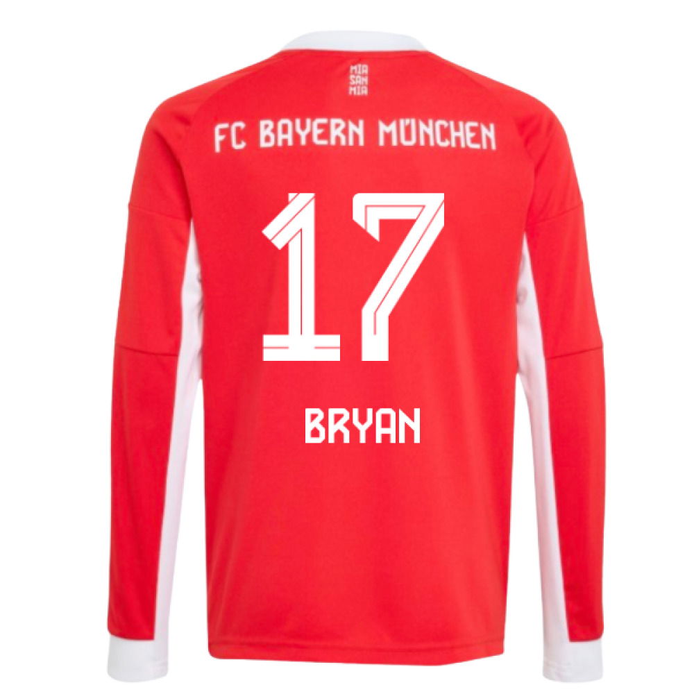 2025-2026 Bayern Munich Long Sleeve Home Shirt (Kids) (Bryan 17)