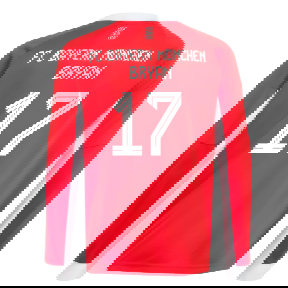 2025-2026 Bayern Munich Long Sleeve Home Shirt (Kids) (Bryan 17)