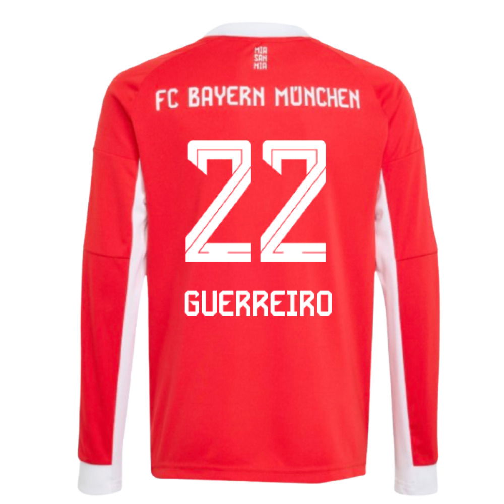 2025-2026 Bayern Munich Long Sleeve Home Shirt (Kids) (Guerreiro 22)
