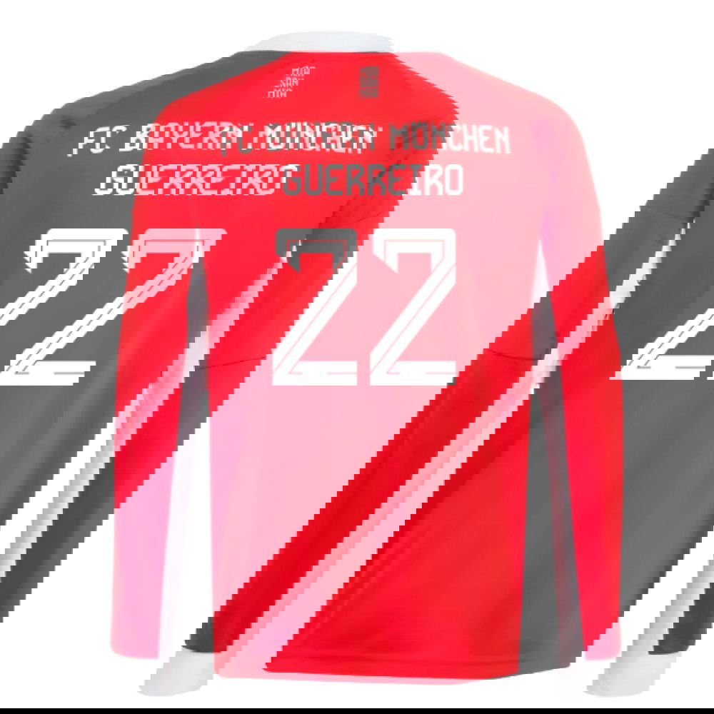 2025-2026 Bayern Munich Long Sleeve Home Shirt (Kids) (Guerreiro 22)