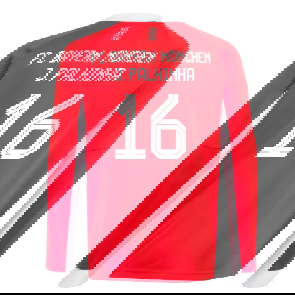 2025-2026 Bayern Munich Long Sleeve Home Shirt (Kids) (J. Palhinha 16)