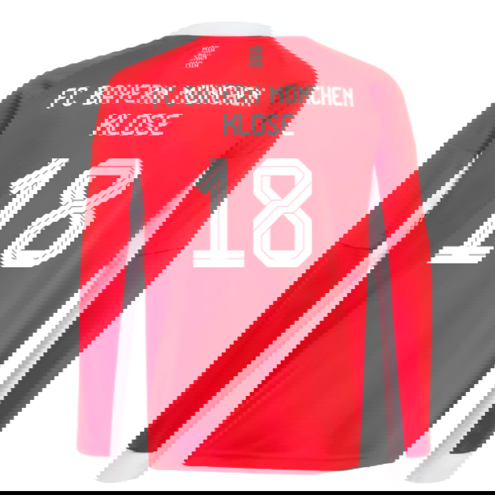 2025-2026 Bayern Munich Long Sleeve Home Shirt (Kids) (Klose 18)