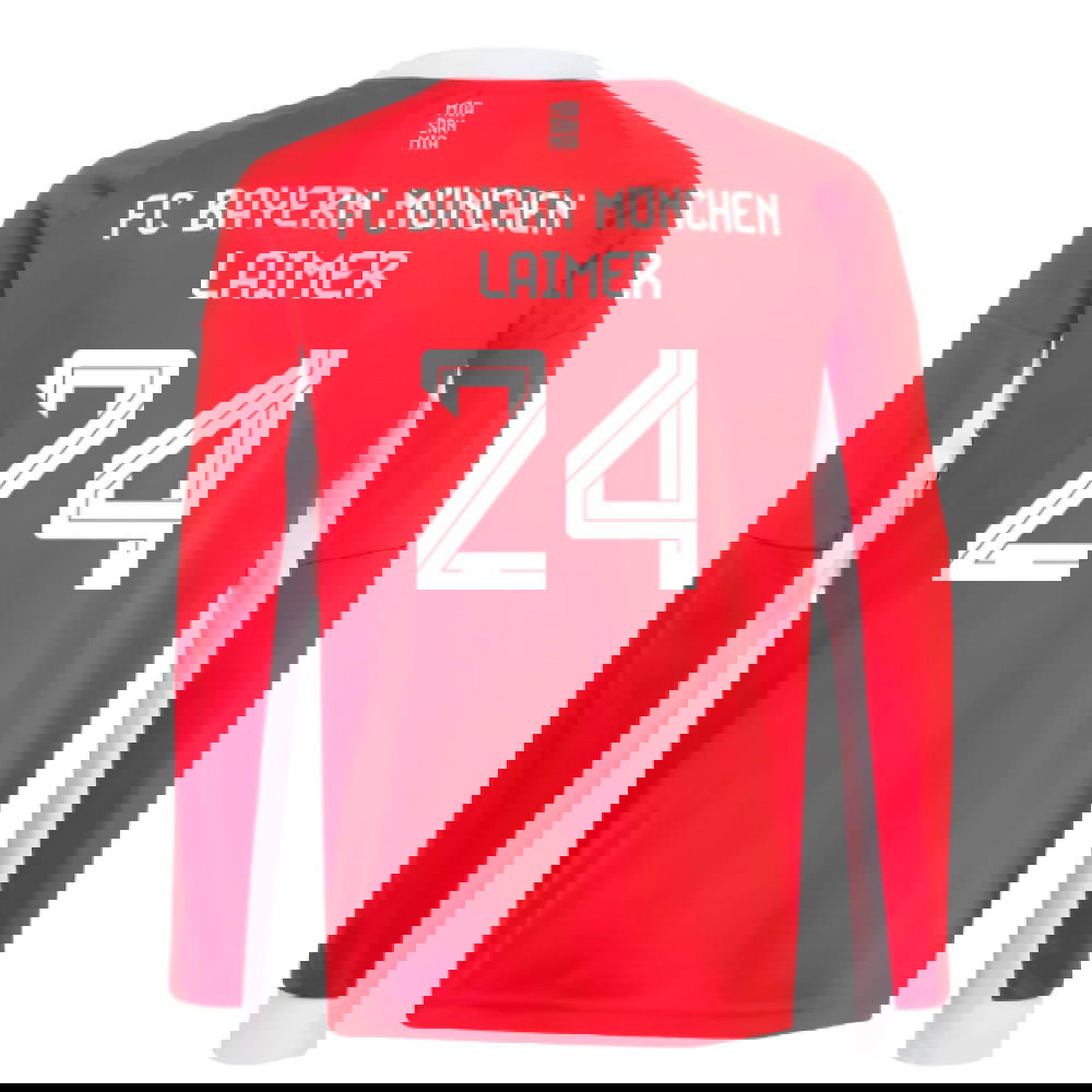 2025-2026 Bayern Munich Long Sleeve Home Shirt (Kids) (Laimer 24)