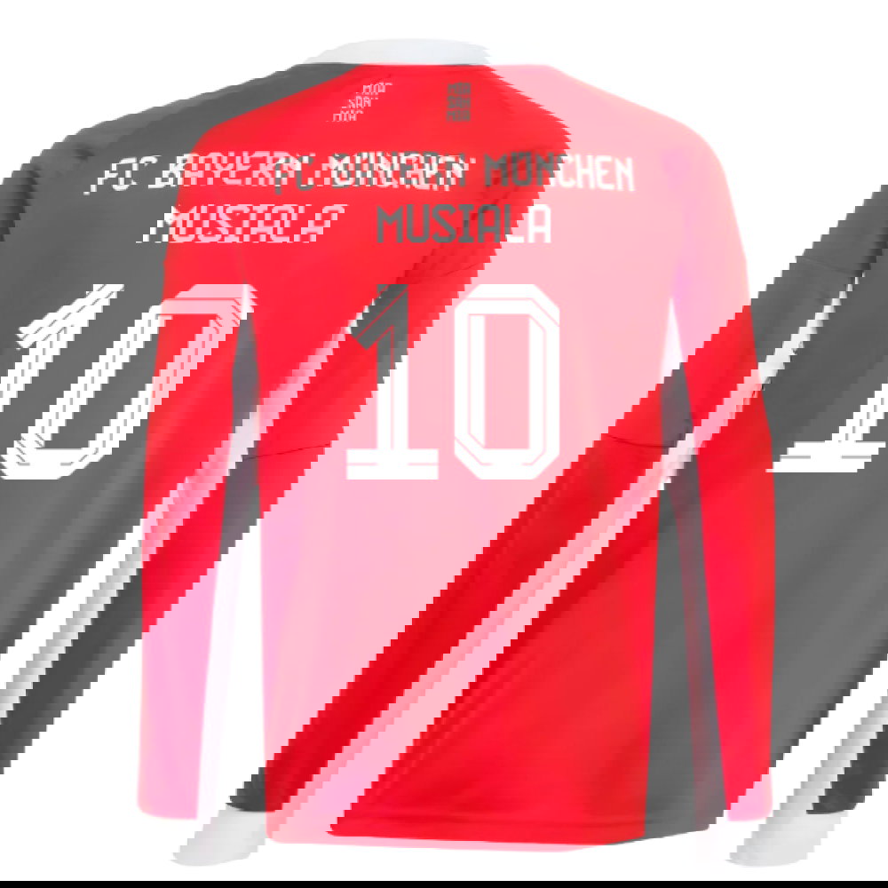 2025-2026 Bayern Munich Long Sleeve Home Shirt (Kids) (Musiala 10)