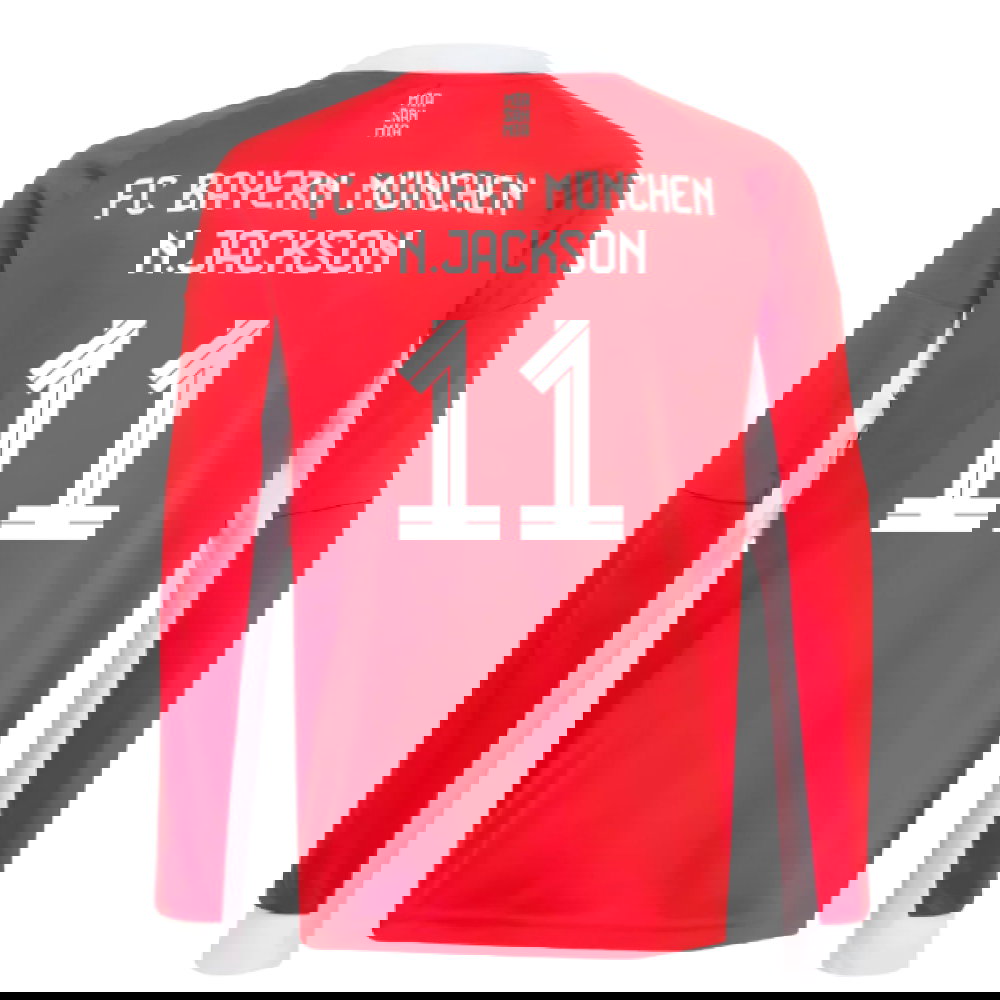 2025-2026 Bayern Munich Long Sleeve Home Shirt (Kids) (N.Jackson 11)