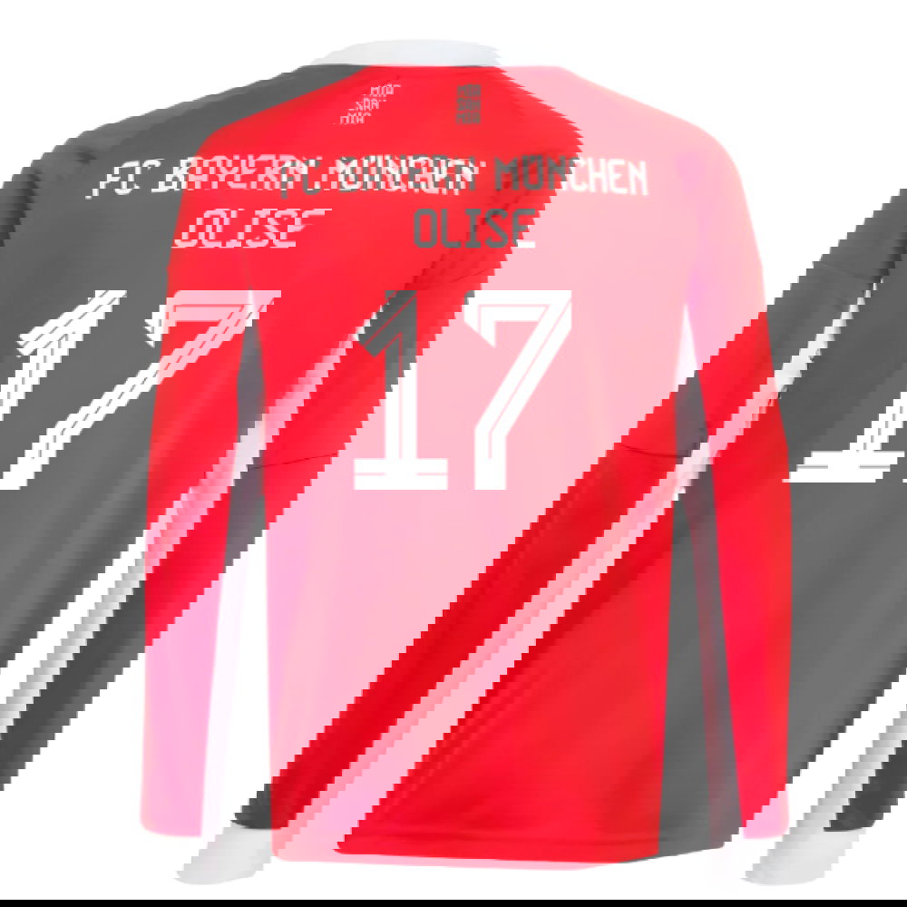 2025-2026 Bayern Munich Long Sleeve Home Shirt (Kids) (Olise 17)