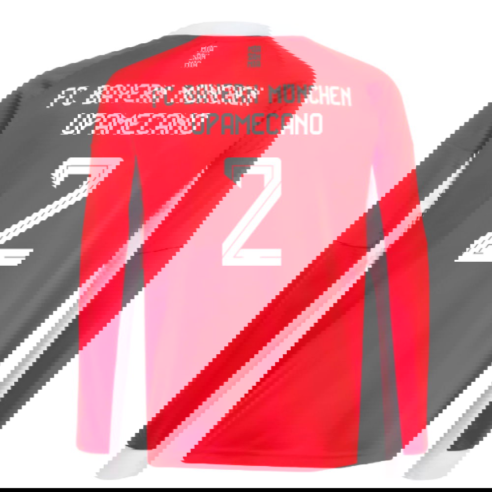 2025-2026 Bayern Munich Long Sleeve Home Shirt (Kids) (Upamecano 2)