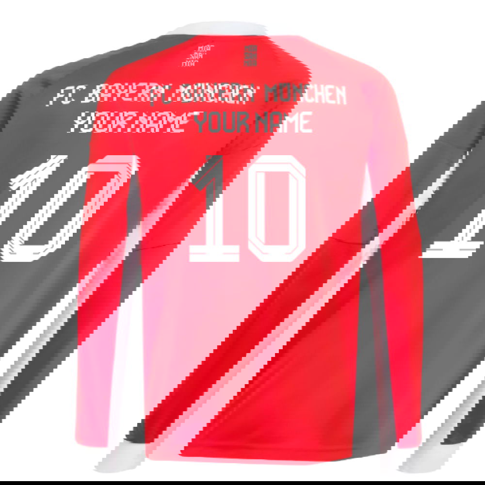 2025-2026 Bayern Munich Long Sleeve Home Shirt (Kids) (Your Name)