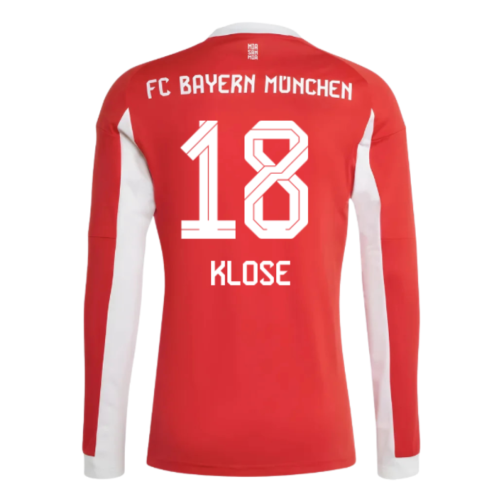 2025-2026 Bayern Munich Long Sleeve Home Shirt (Klose 18)