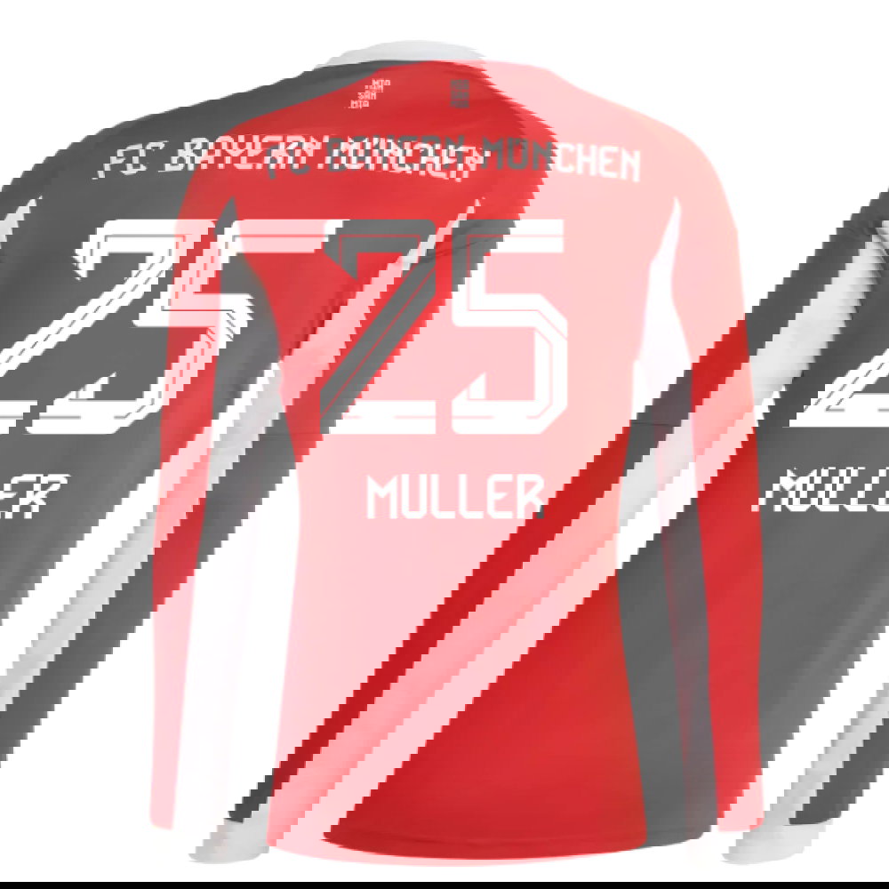 2025-2026 Bayern Munich Long Sleeve Home Shirt (Muller 25)