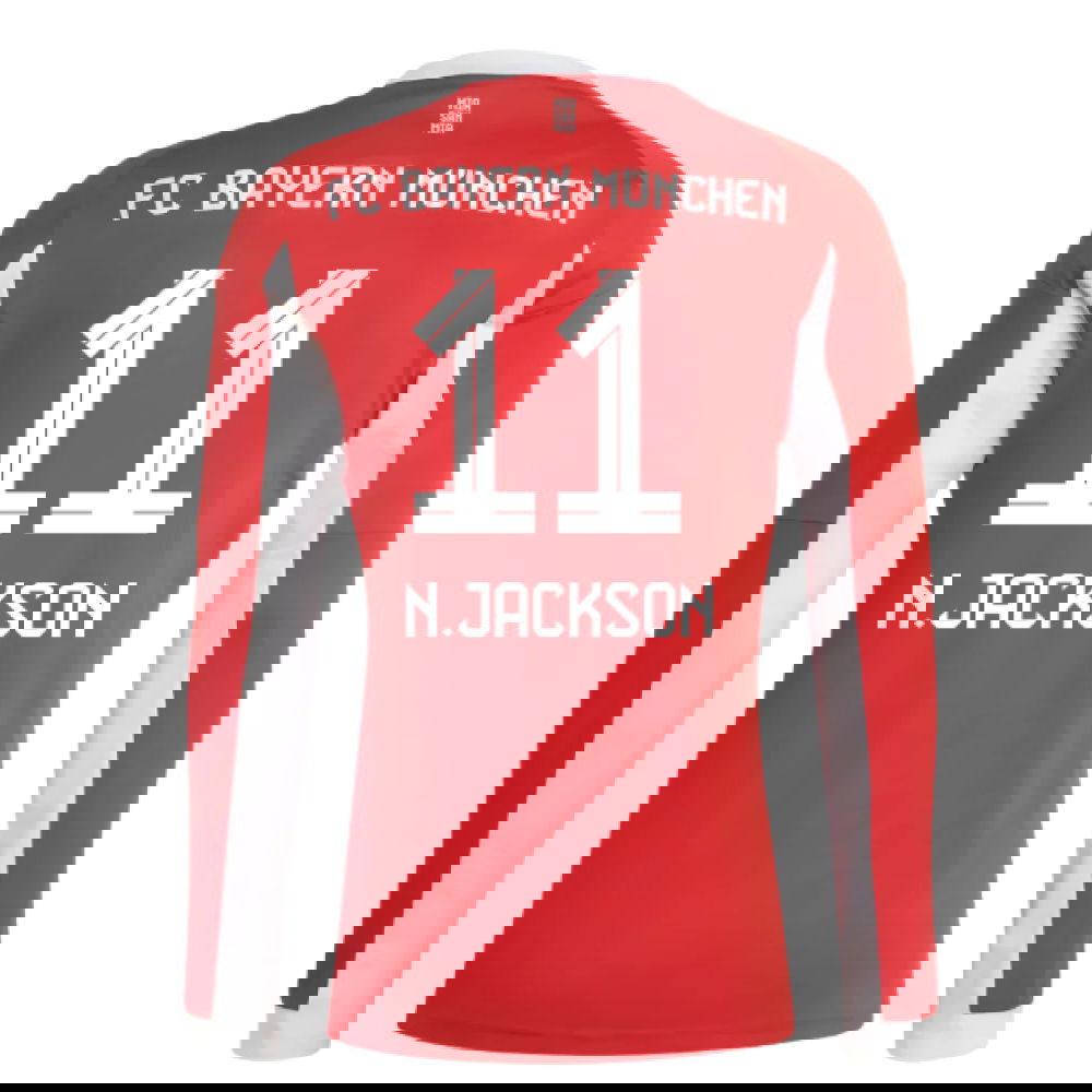 2025-2026 Bayern Munich Long Sleeve Home Shirt (N.Jackson 11)