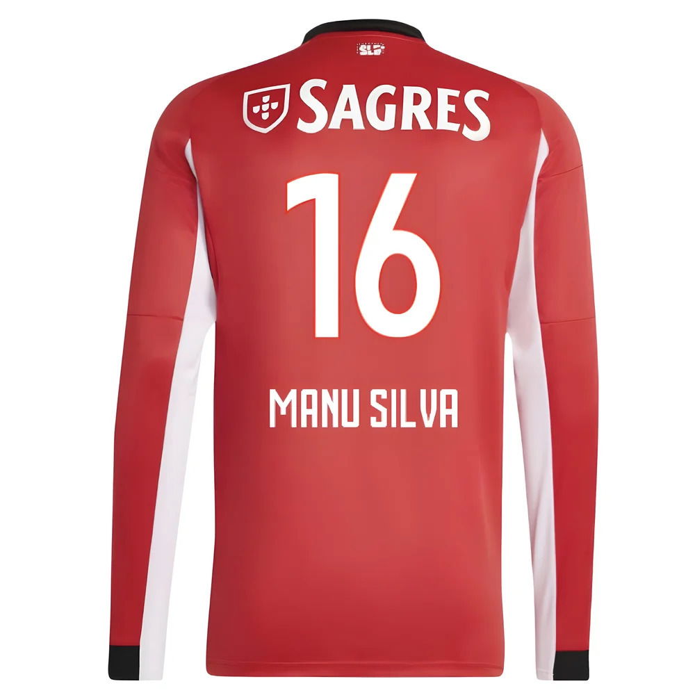 2025-2026 Benfica Long Sleeve Home Shirt (Manu Silva 16)