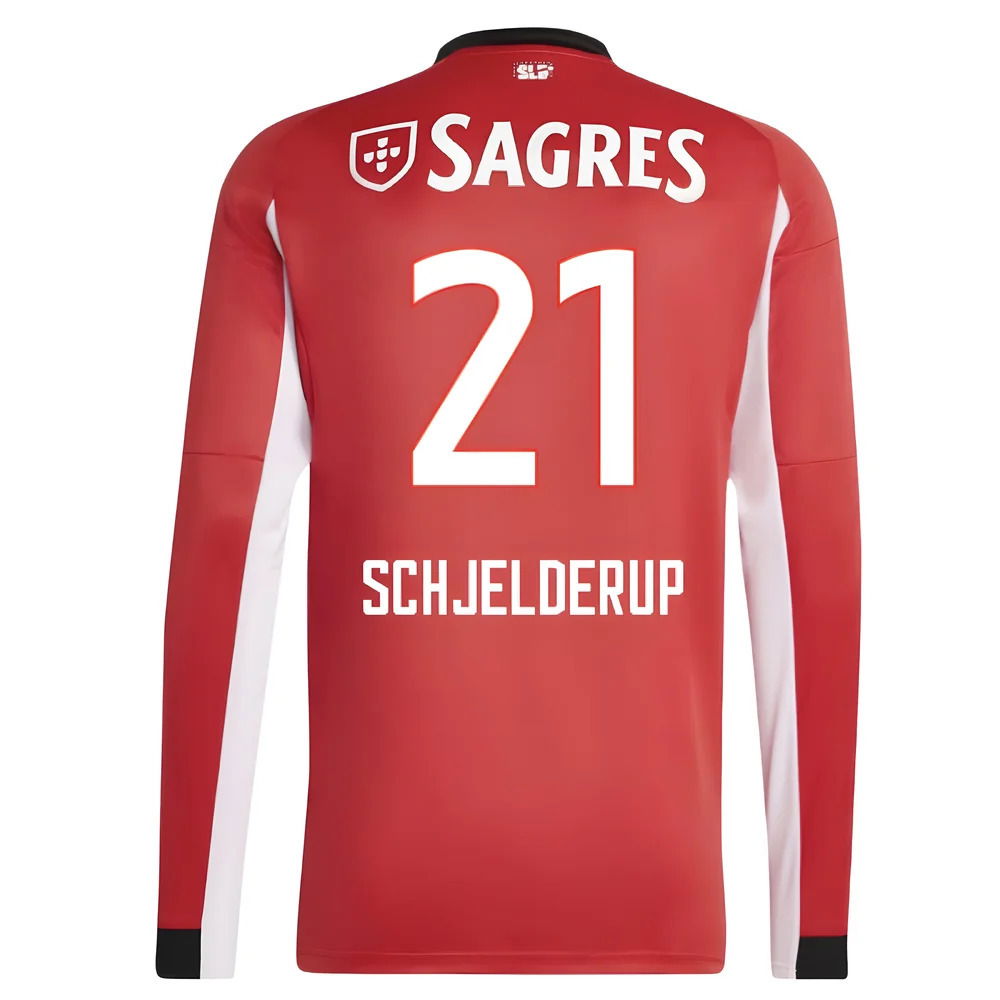 2025-2026 Benfica Long Sleeve Home Shirt (Schjelderup 21)