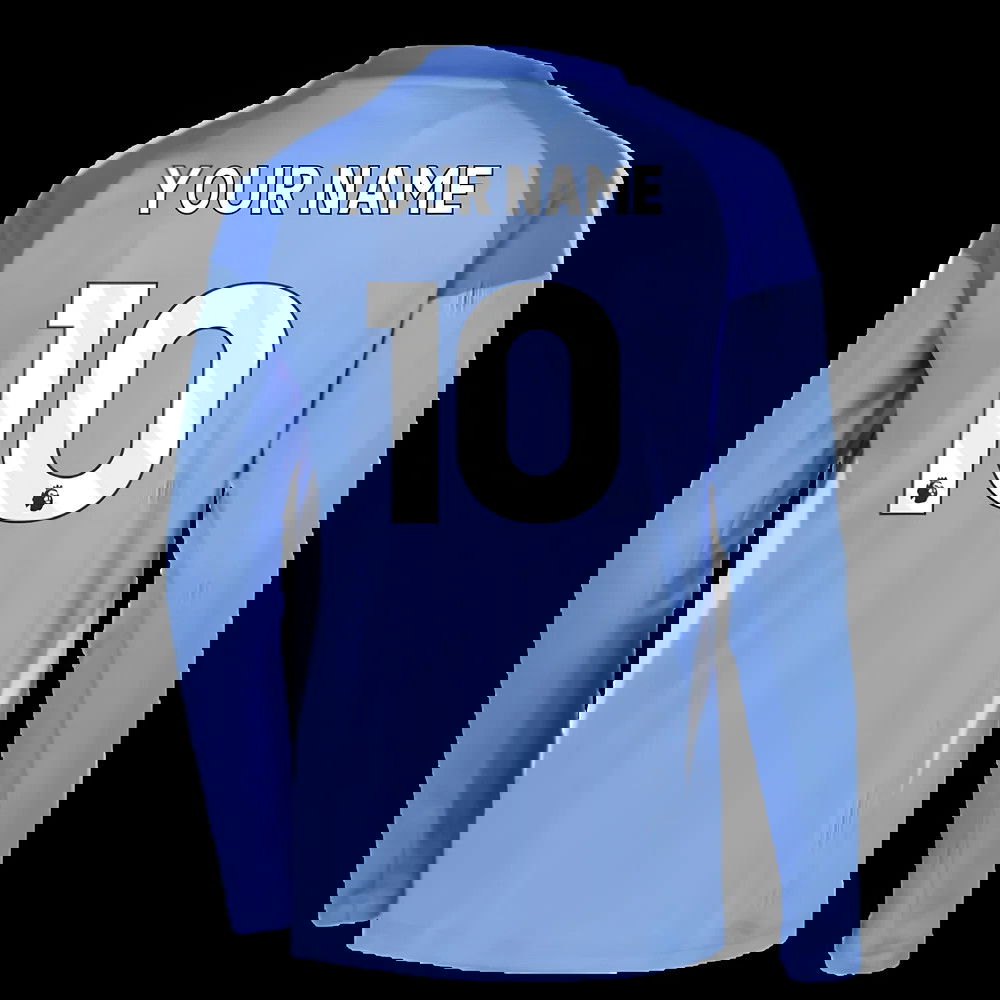 2025-2026 Leeds Home Long Sleeve Goalkeeper Shirt (Blue) - Kids (Your Name)