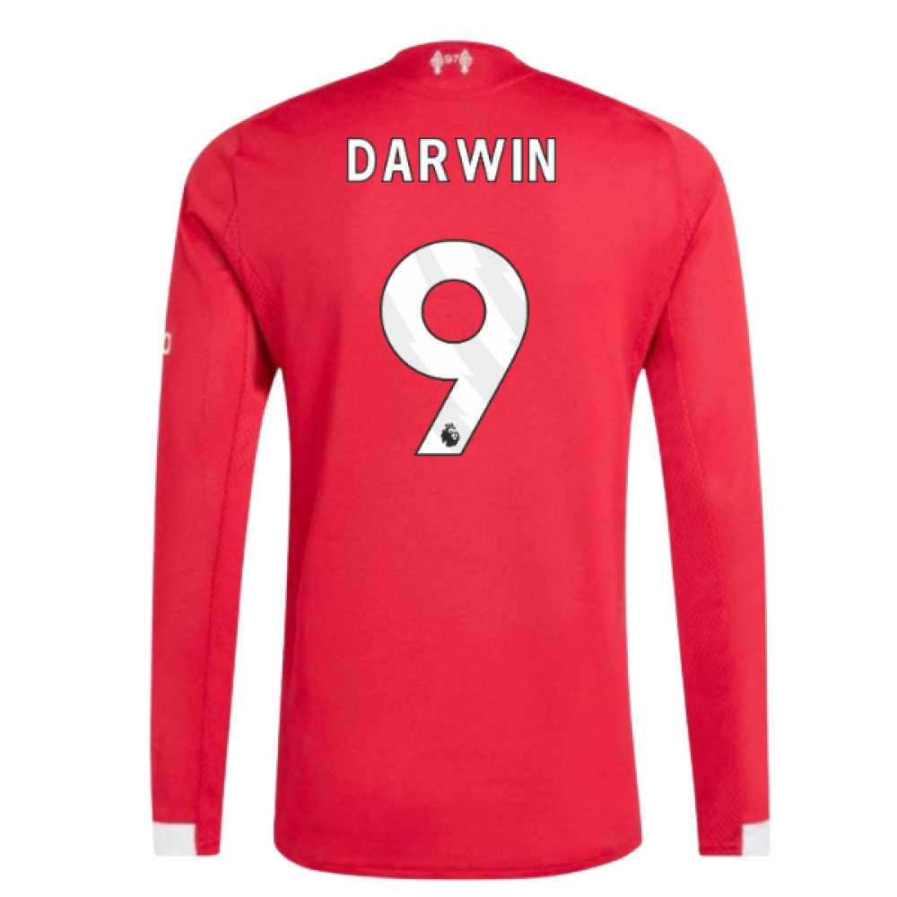 2025-2026 Liverpool Authentic Long Sleeve Home Shirt (Darwin 9)