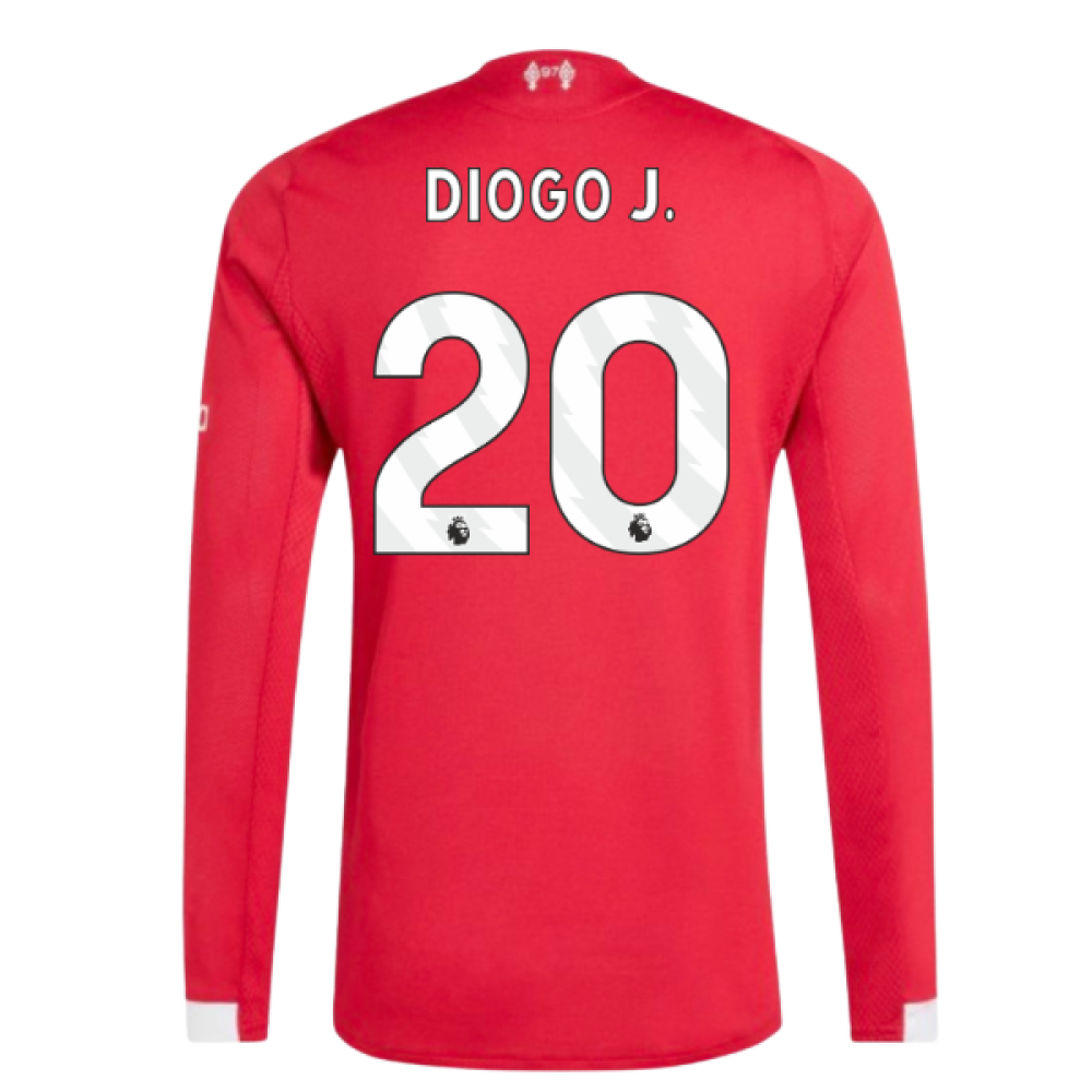 2025-2026 Liverpool Authentic Long Sleeve Home Shirt (Diogo J. 20)