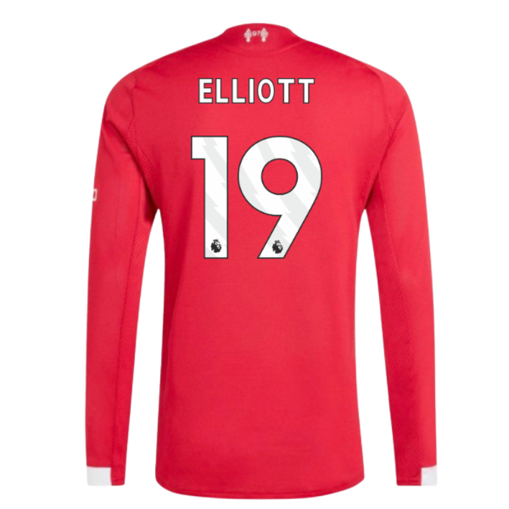 2025-2026 Liverpool Authentic Long Sleeve Home Shirt (Elliott 19)