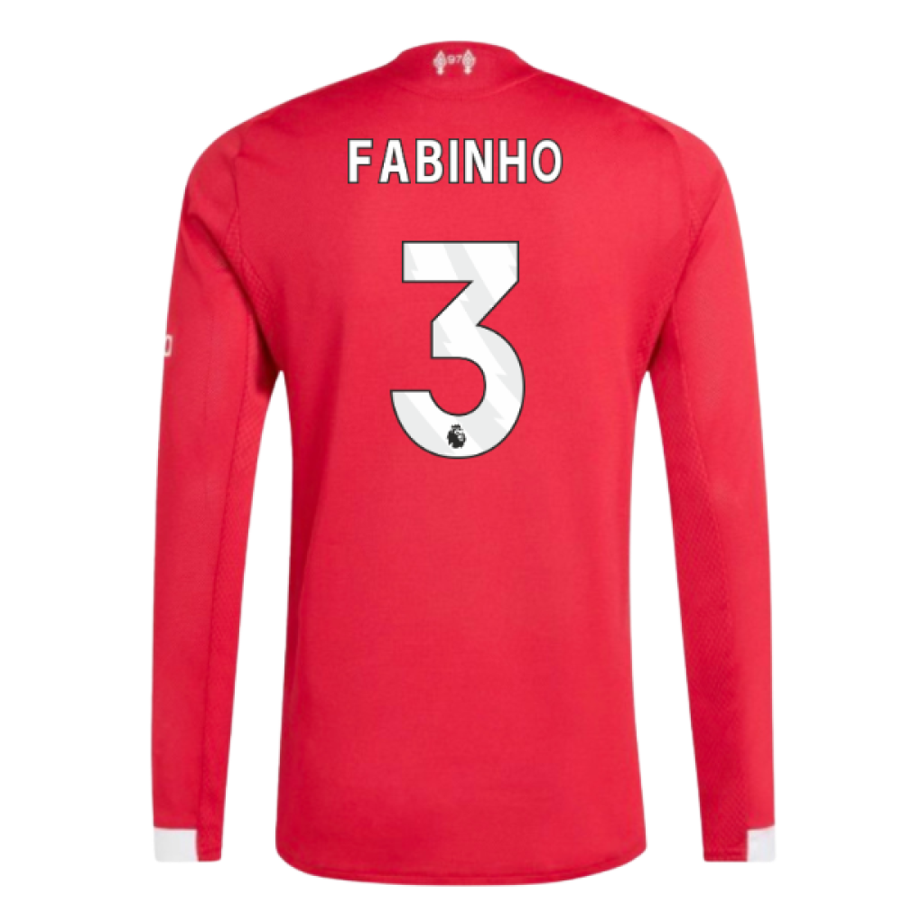 2025-2026 Liverpool Authentic Long Sleeve Home Shirt (Fabinho 3)