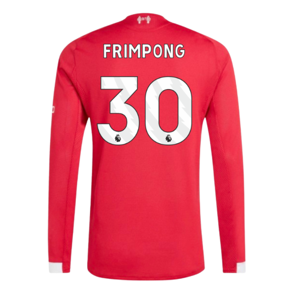 2025-2026 Liverpool Authentic Long Sleeve Home Shirt (Frimpong 30)