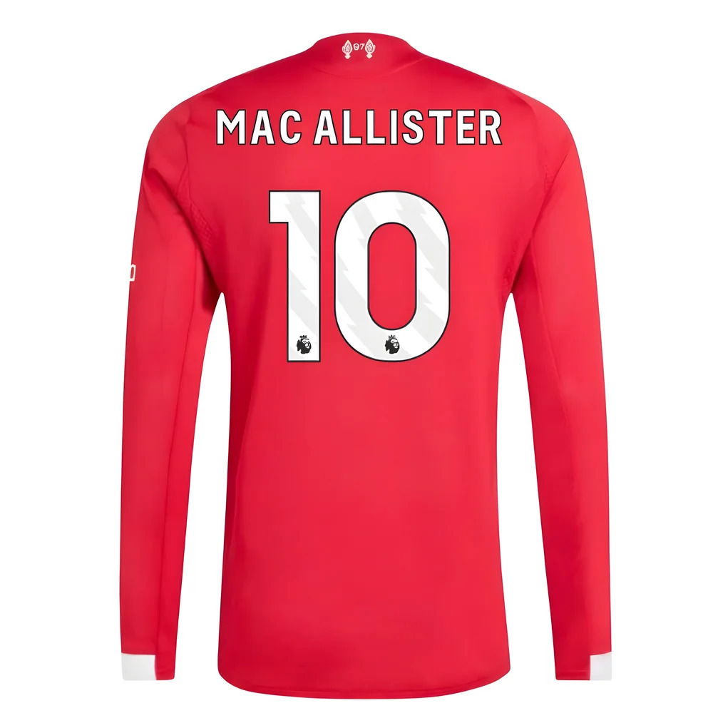 2025-2026 Liverpool Authentic Long Sleeve Home Shirt (Mac Allister 10)