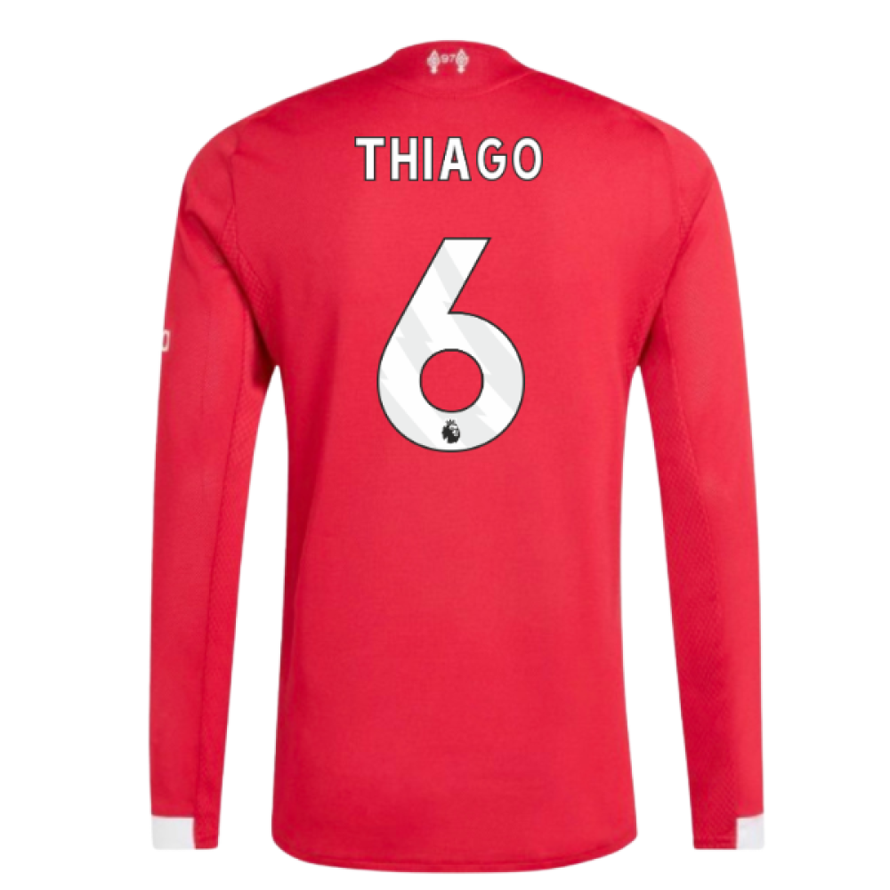 2025-2026 Liverpool Authentic Long Sleeve Home Shirt (Thiago 6)