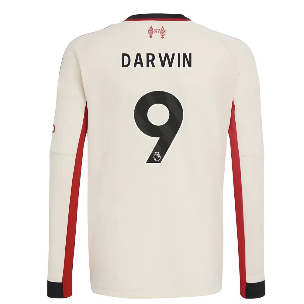 2025-2026 Liverpool Away Long Sleeve Shirt (Kids) (Darwin 9)