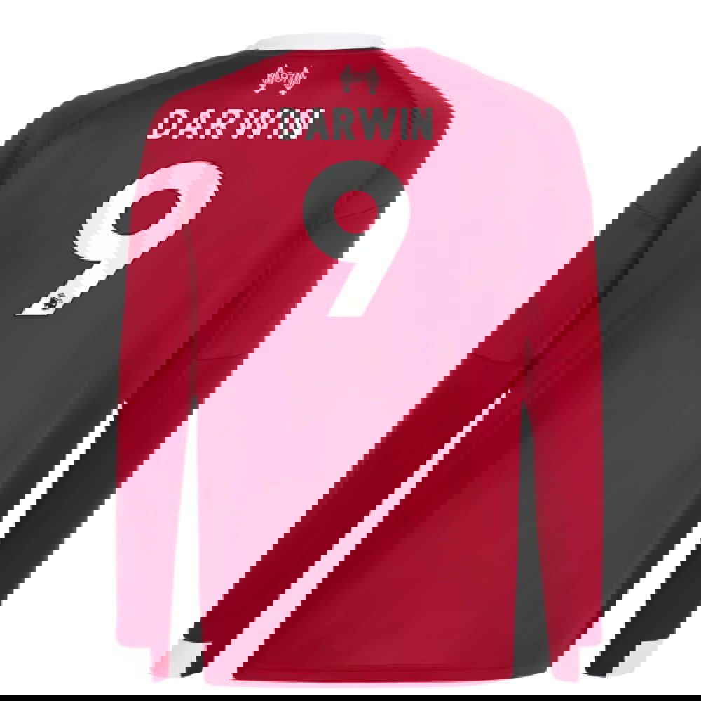 2025-2026 Liverpool Long Sleeve Home Shirt (Kids) (Darwin 9)