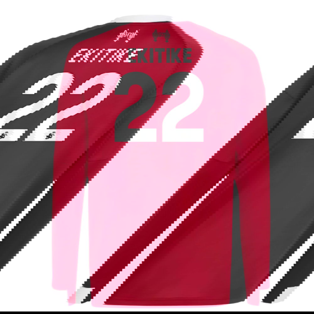2025-2026 Liverpool Long Sleeve Home Shirt (Kids) (Ekitike 22)