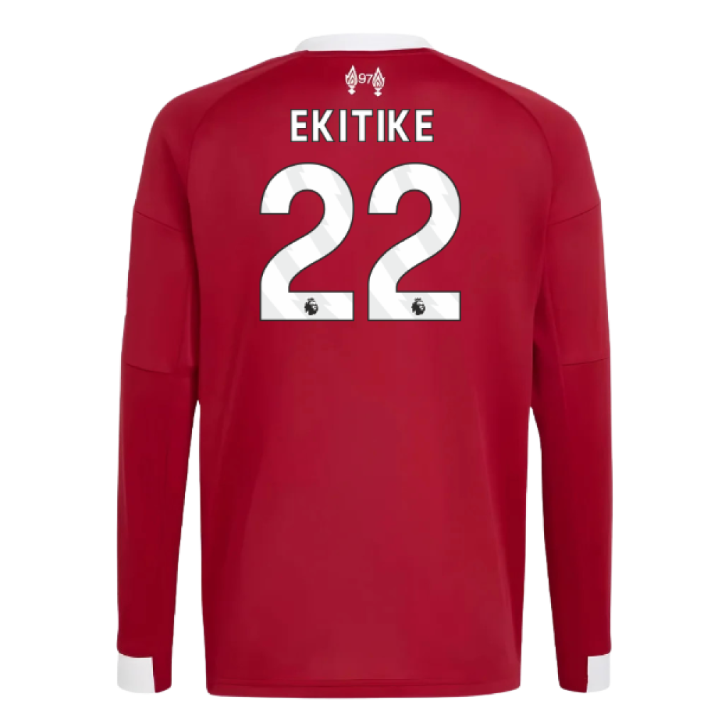 2025-2026 Liverpool Long Sleeve Home Shirt (Kids) (Ekitike 22)