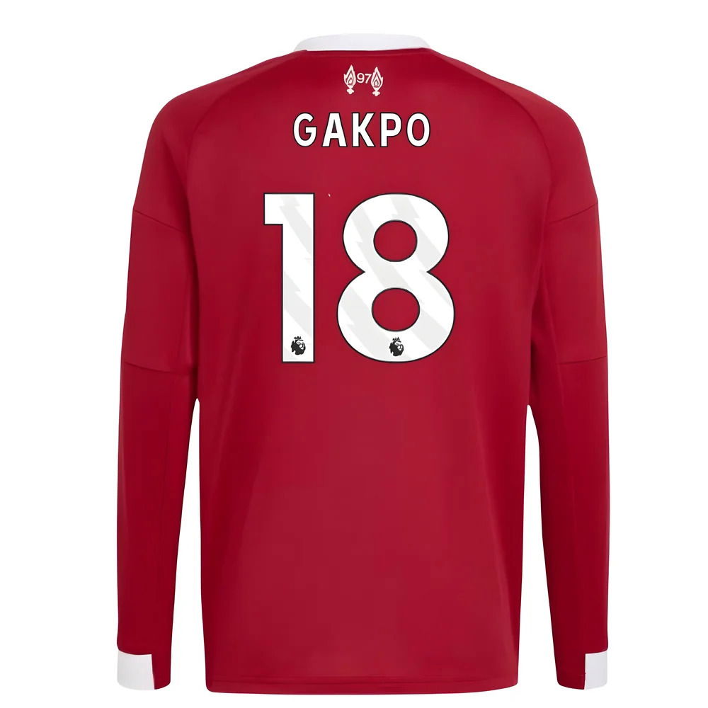 2025-2026 Liverpool Long Sleeve Home Shirt (Kids) (Gakpo 18)