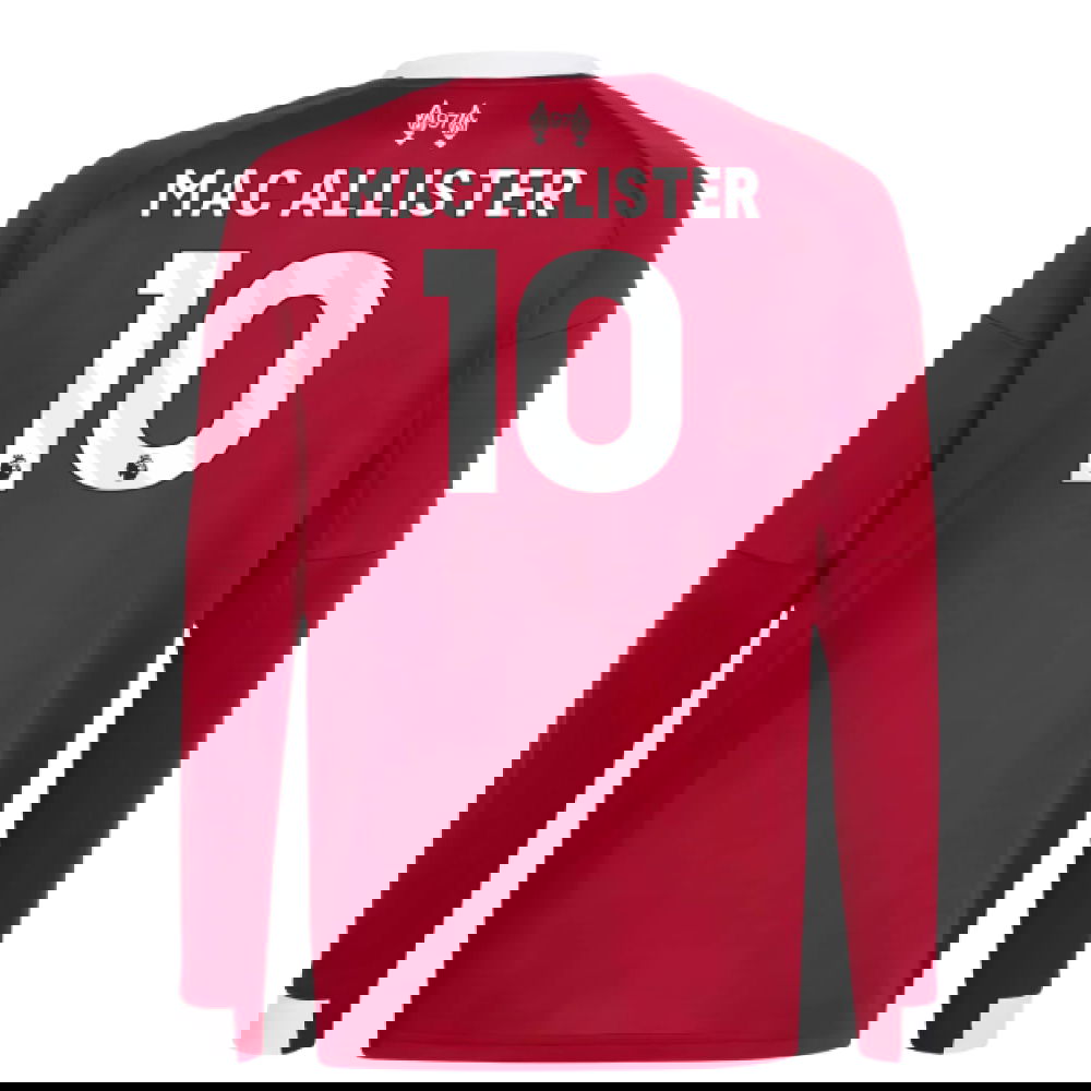 2025-2026 Liverpool Long Sleeve Home Shirt (Kids) (Mac Allister 10)