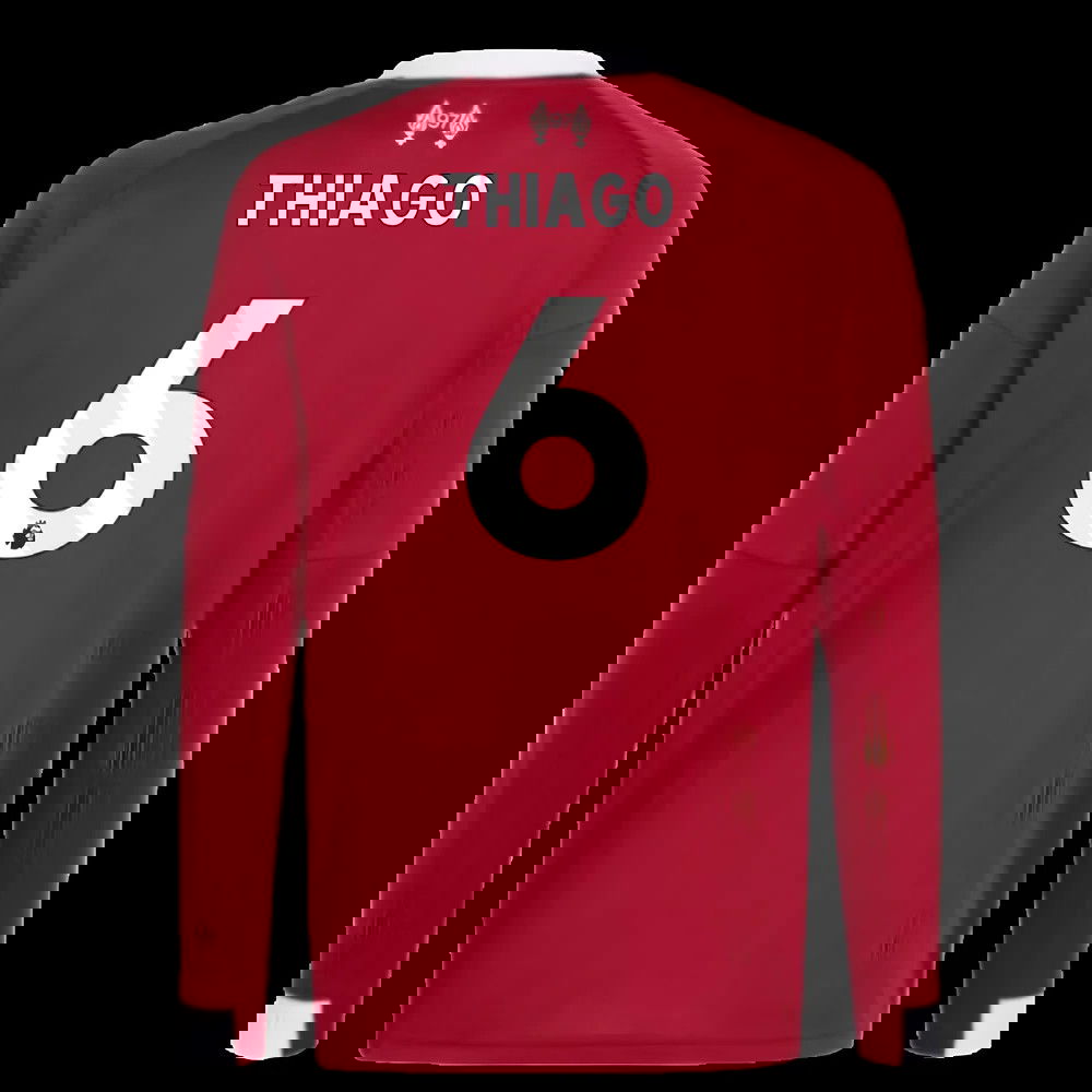 2025-2026 Liverpool Long Sleeve Home Shirt (Kids) (Thiago 6)