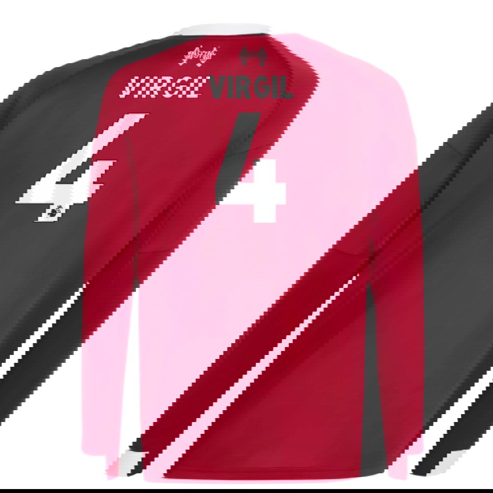 2025-2026 Liverpool Long Sleeve Home Shirt (Kids) (Virgil 4)