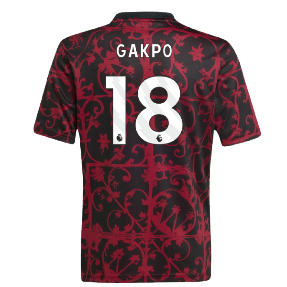 2025-2026 Liverpool Pre-Match Shirt (Black) - Kids (Gakpo 18)