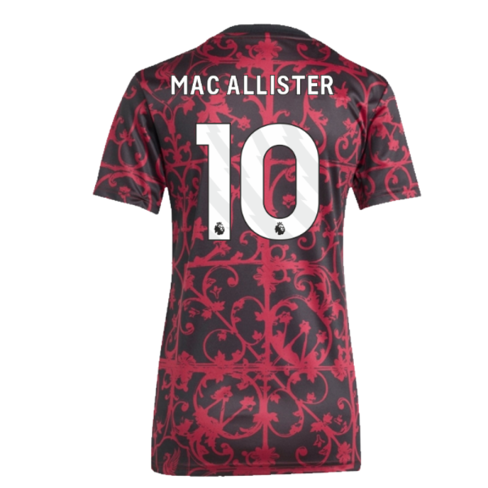 2025-2026 Liverpool Pre-Match Shirt (Black) - Womens (Mac Allister 10)