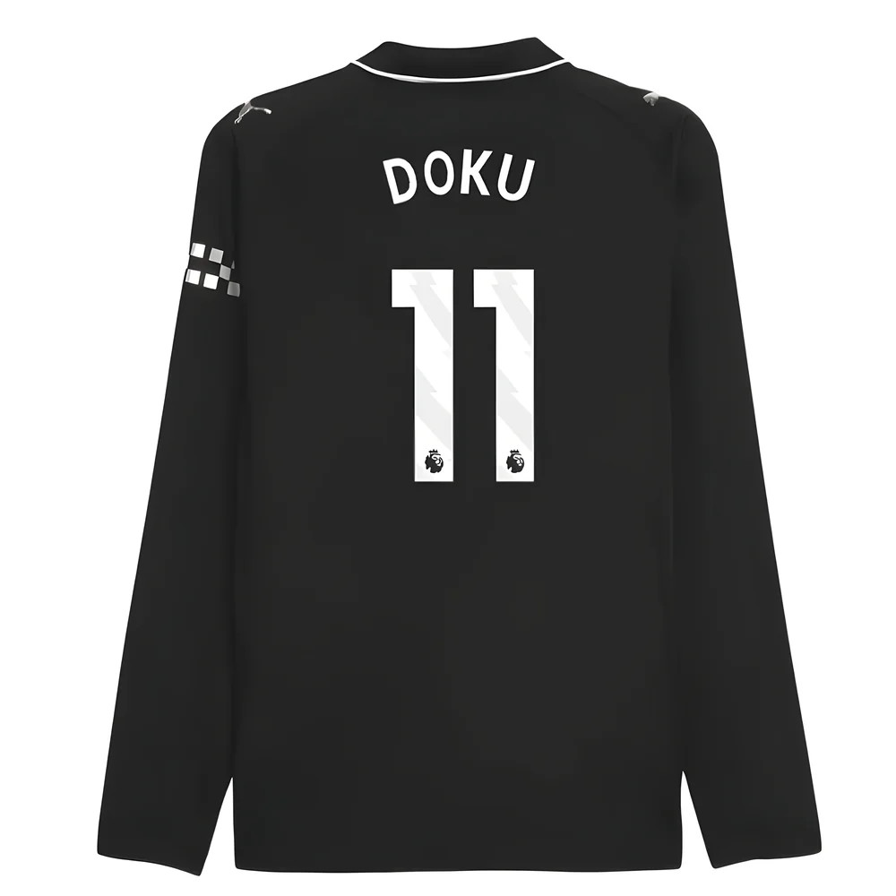 2025-2026 Man City Authentic Long Sleeve Away Shirt (Doku 11)
