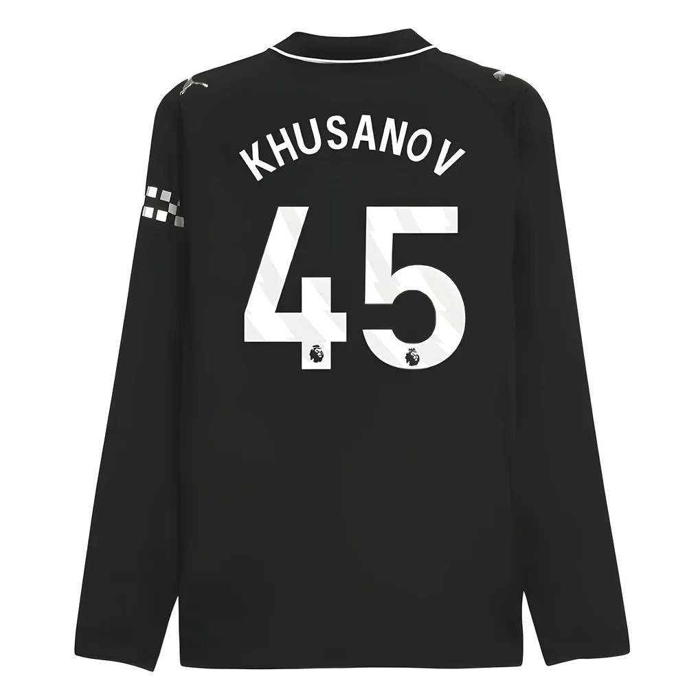 2025-2026 Man City Authentic Long Sleeve Away Shirt (Khusanov 45)
